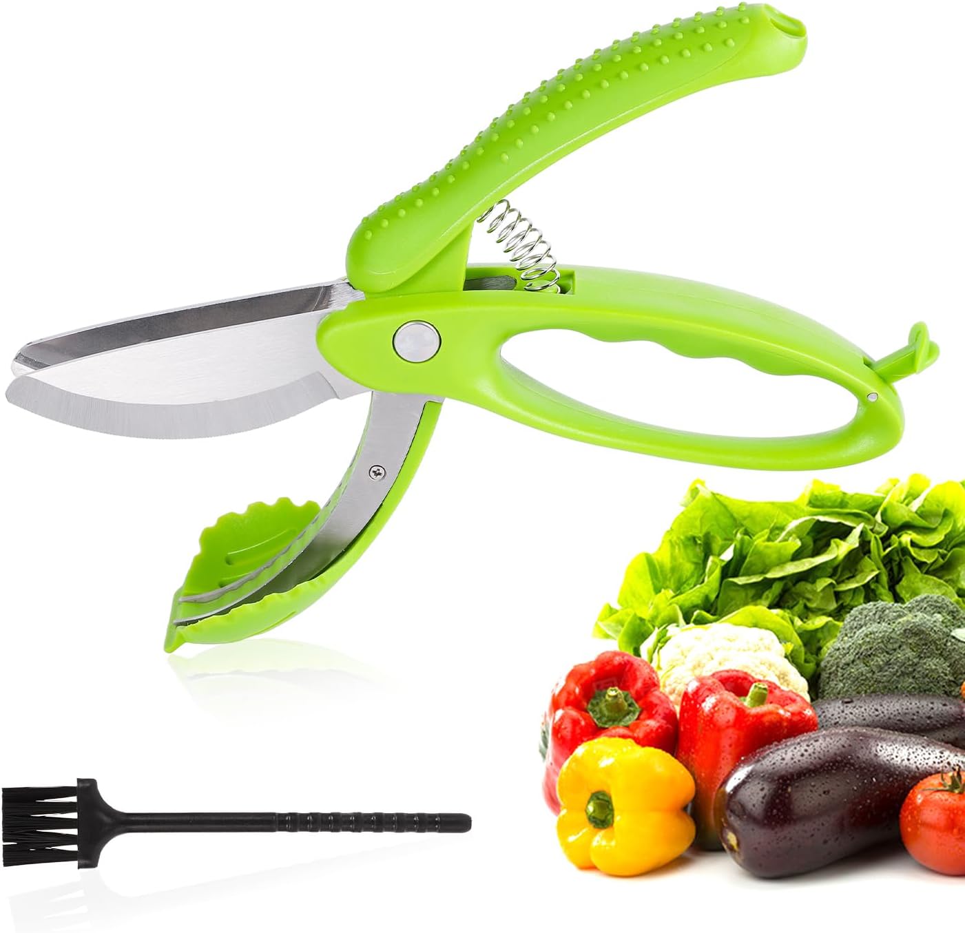 Salad Scissors, Salad Chopper with Cleaning Brush Stainless