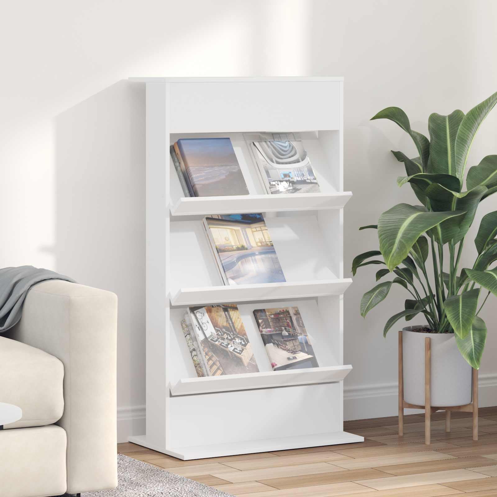 Porte-revues en bois 126 cm, étagère sur pied pour magazines 70 x 41 cm, étagère à magazines en bois 70 x 41 x 126 cm, étagère étroite 70 x 41 x 126 cm
