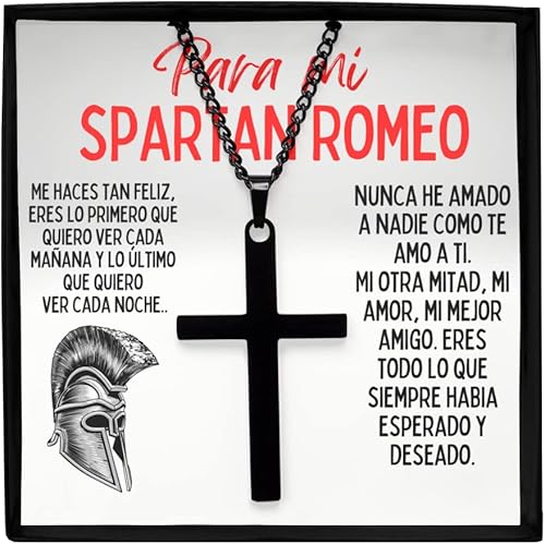 Collar de cruz de latón negro para hombre, cadena para Novio con mensaje personalizado, regalo de aniversario de boda o Navidad, regalo para ESP