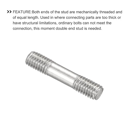 Miniatura 139 de METALLIXITY Tornillos de doble extremo (rosca M8, 3.150 in de longitud), 5 unidades, acero inoxidable 304, pernos de varilla roscados dobles
