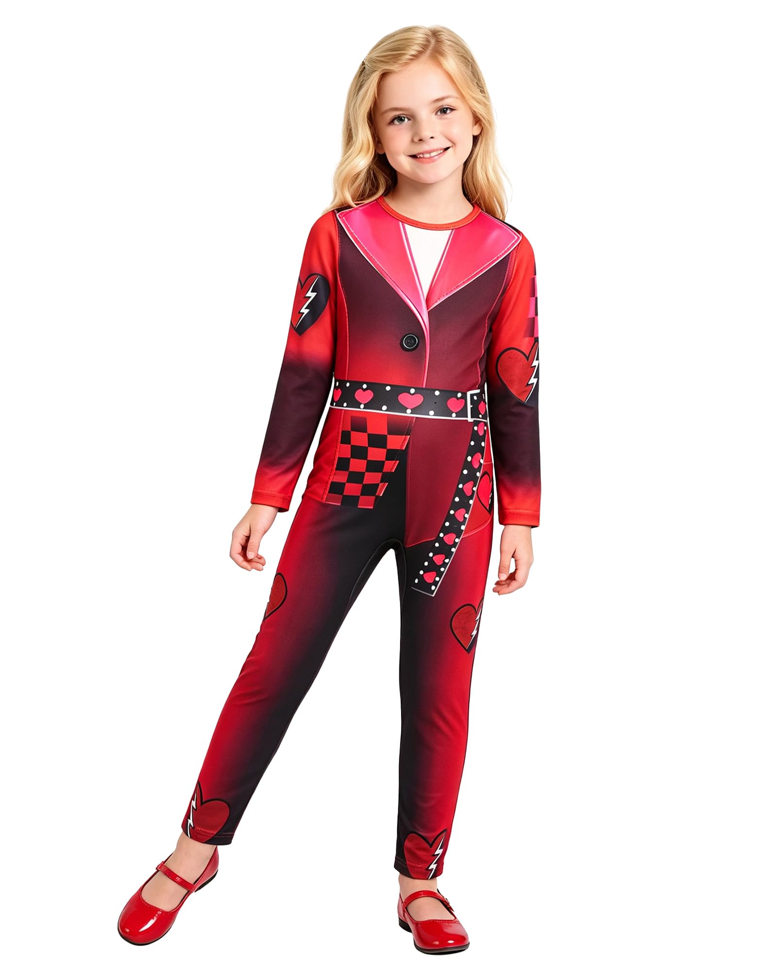 Red Wonderland Costume with Wig Girls Princess Dress for Kids 5-12 Years — image 1