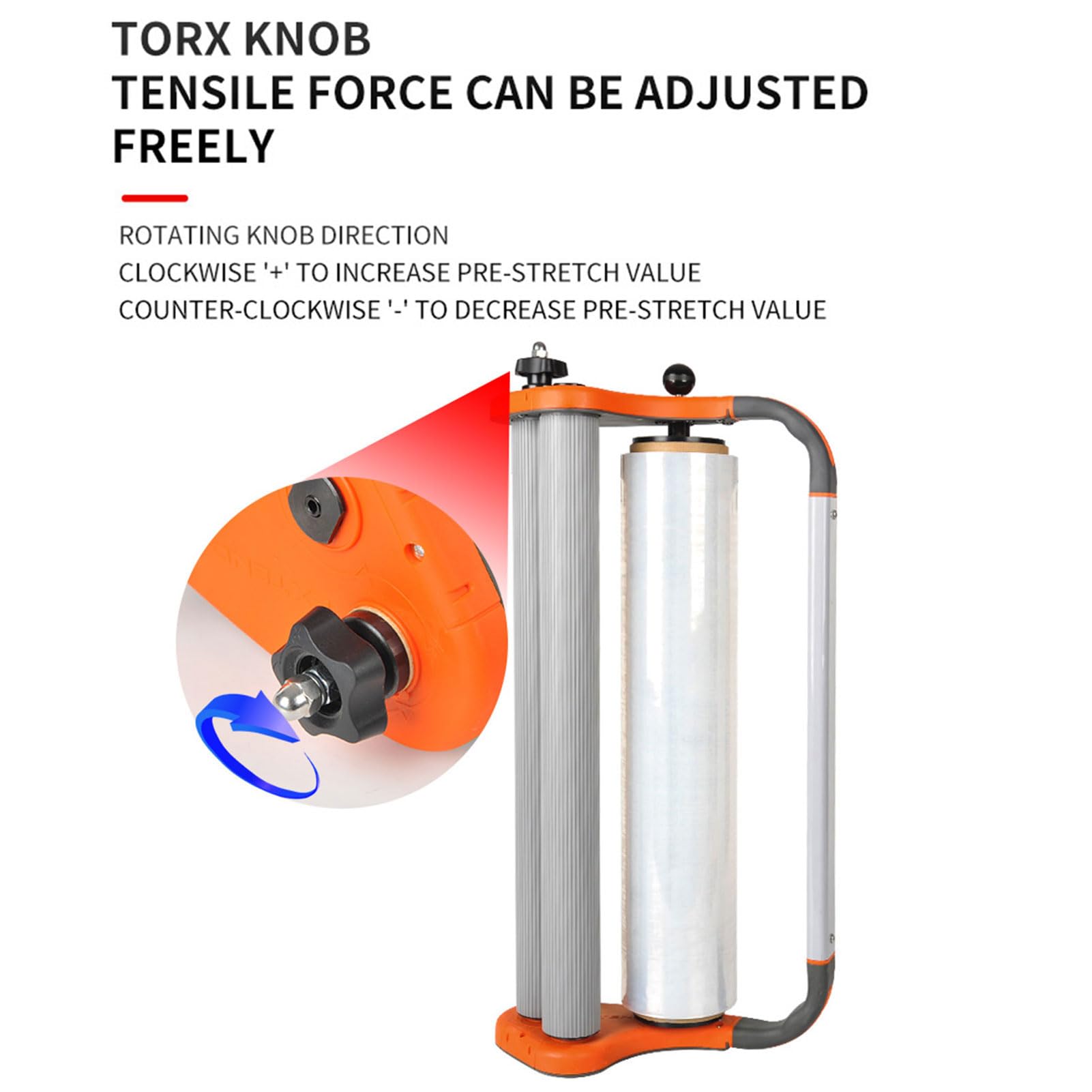 Dispensador de Film Estirable - Dispensador de Film Estirable de Resistencia Industrial, Envolvedora de palés con Ajuste de tensión, Mango de Film retráctil para Rollos de 12" a 20"