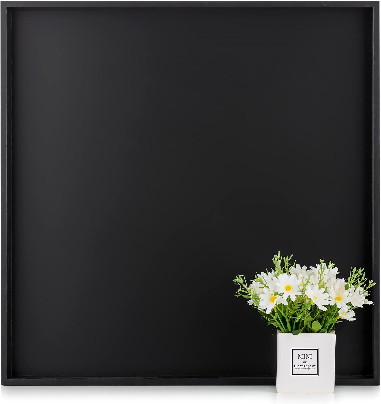 Hanobe Square Large Ottoman Tray: Modern Extra Large Black Serving Decorative Trays with Cutout Handles for Living Room Coffee Table Home, 20"