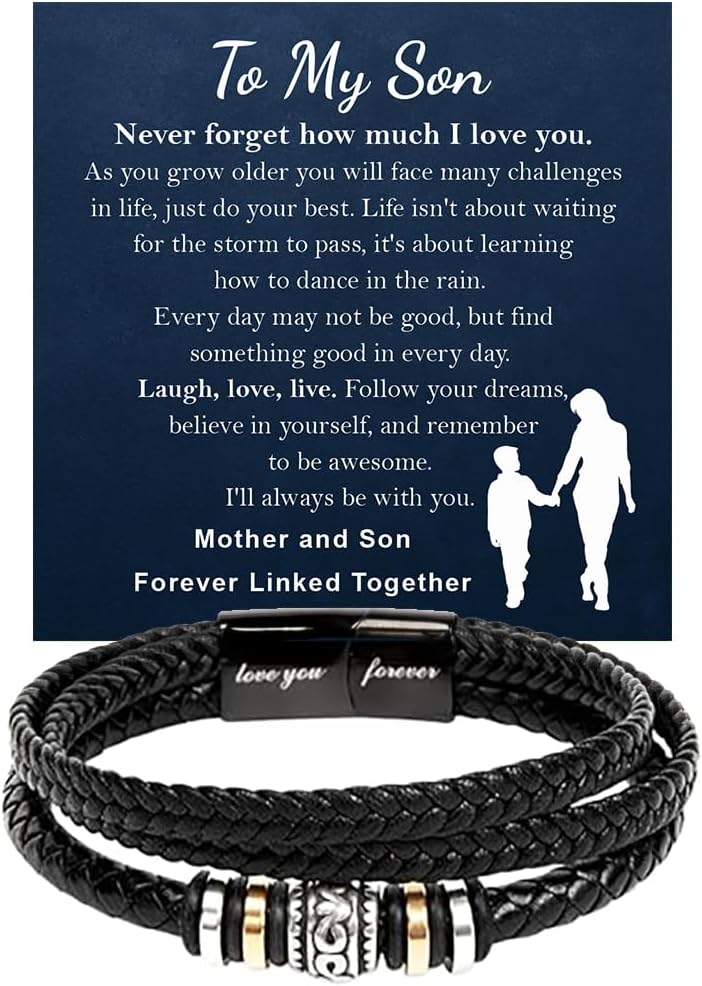 To My Son Bracelet - Lion Birthday Gift For Son With Message Card and Box