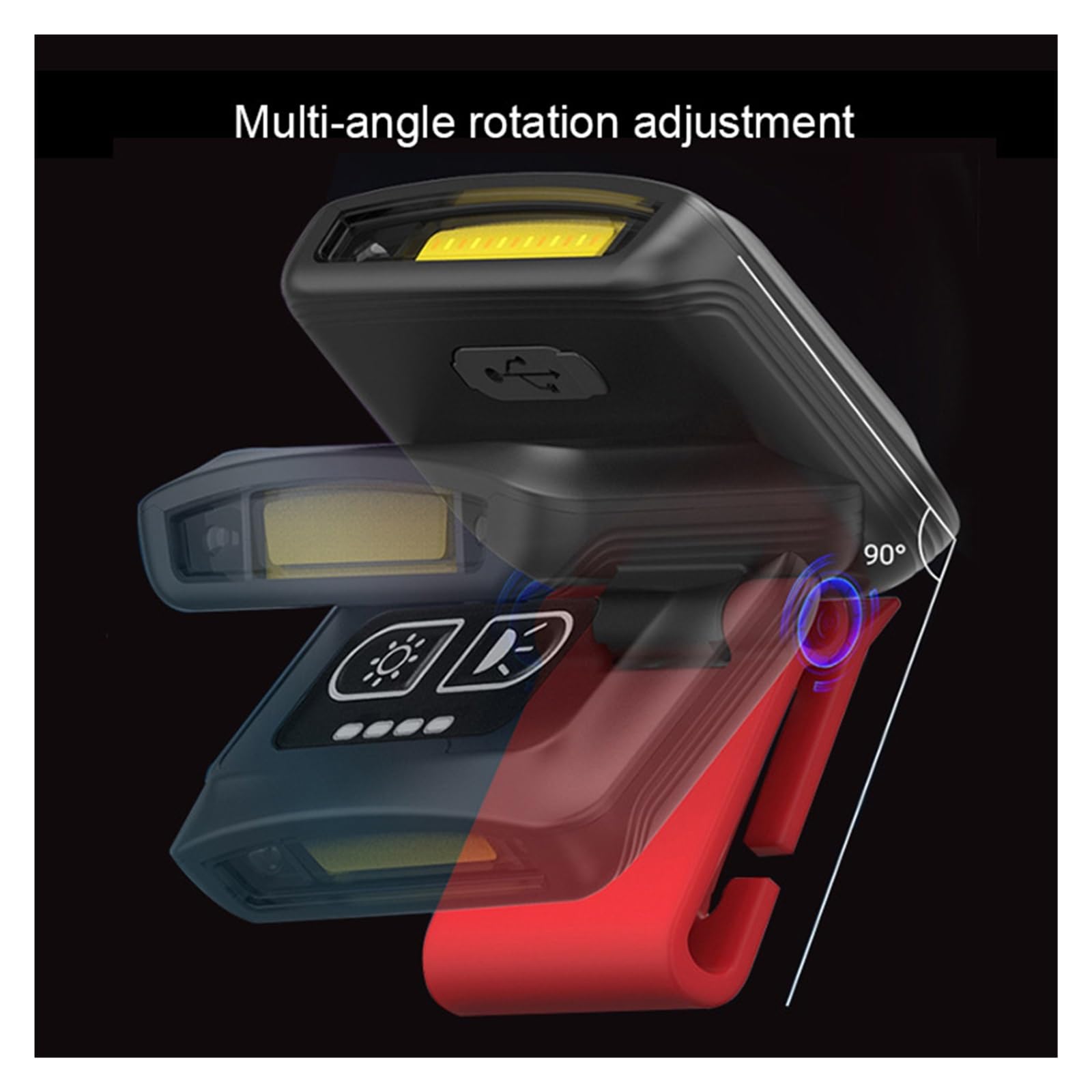 DELURA Luces de Seguridad Linterna Frontal LED COB Sombrero Clip Luz Sensor De Movimiento Linterna De Pesca USB Recargable Reflector Impermeable Linterna para Patio, jardín
