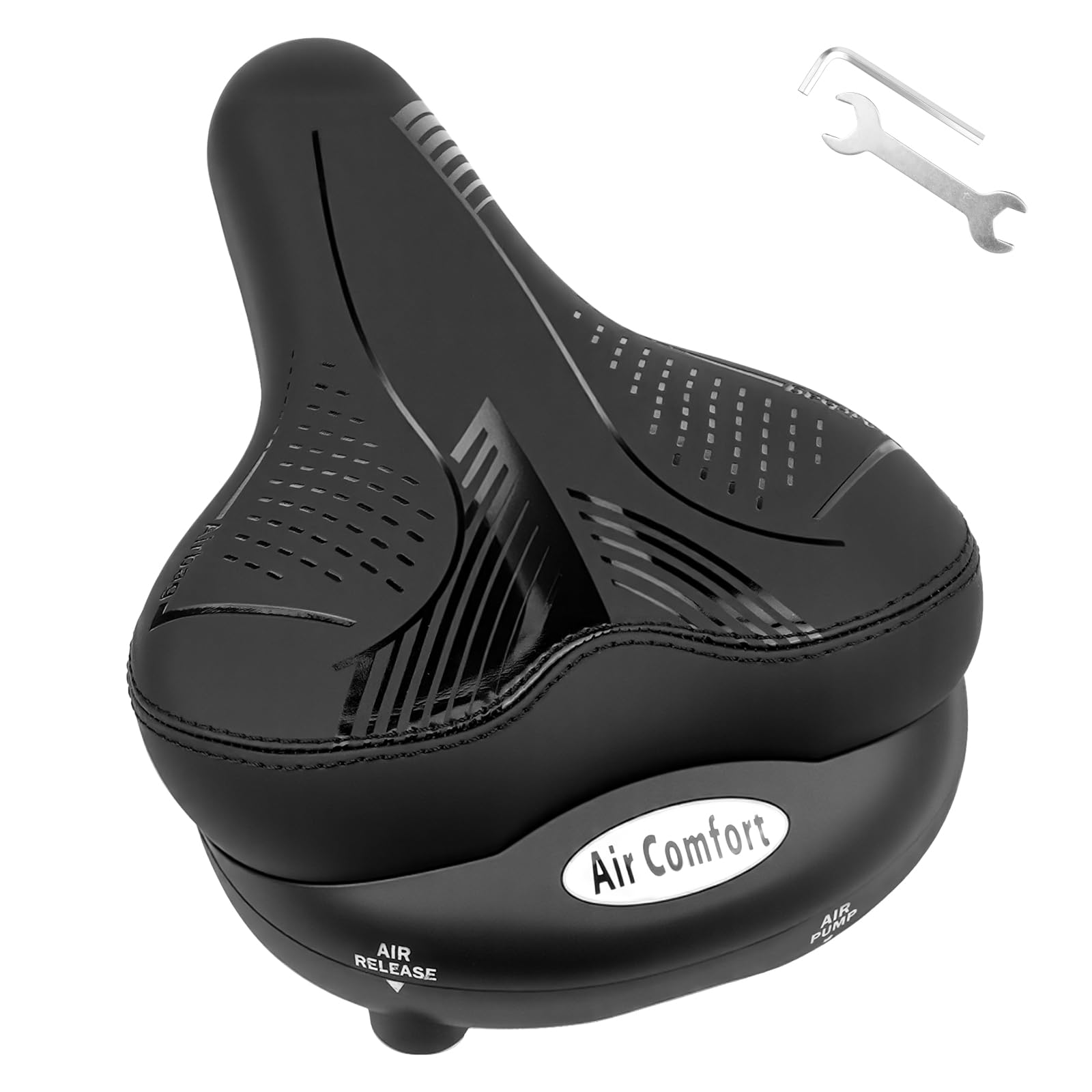 Fahrradsattel mit TPU-Luftkissen, aufblasbar & verstellbar, atmungsaktives PVC-Kunstleder, für Citybike, E-Bike, Klapprad, Damenrad – Sattelstützenrohr 22,2 mm