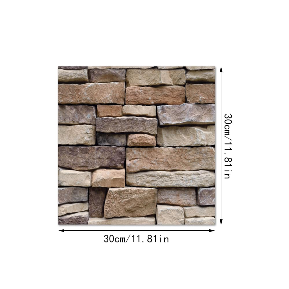 10 Pièces Panneau 3D Mural Papiers Peints en Pierre Aspect 30x30cm Panneaux Muraux Autocollants pour Balcon,Cuisine,Chambre à Coucher,Salon
