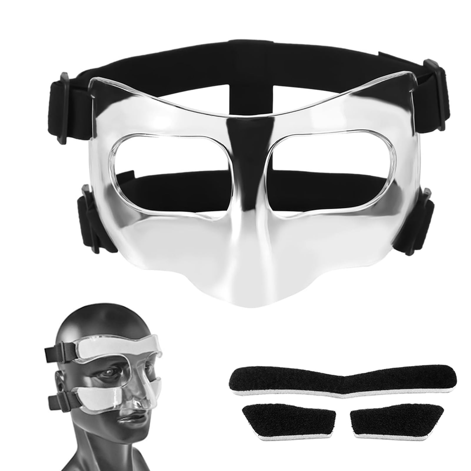 Mascarilla nasal de fútbol, protección nasal para nariz rota, protección facial ajustable con acolchado, protección facial de voleibol, entrenamiento deportivo, máscara facial para adultos, unisex