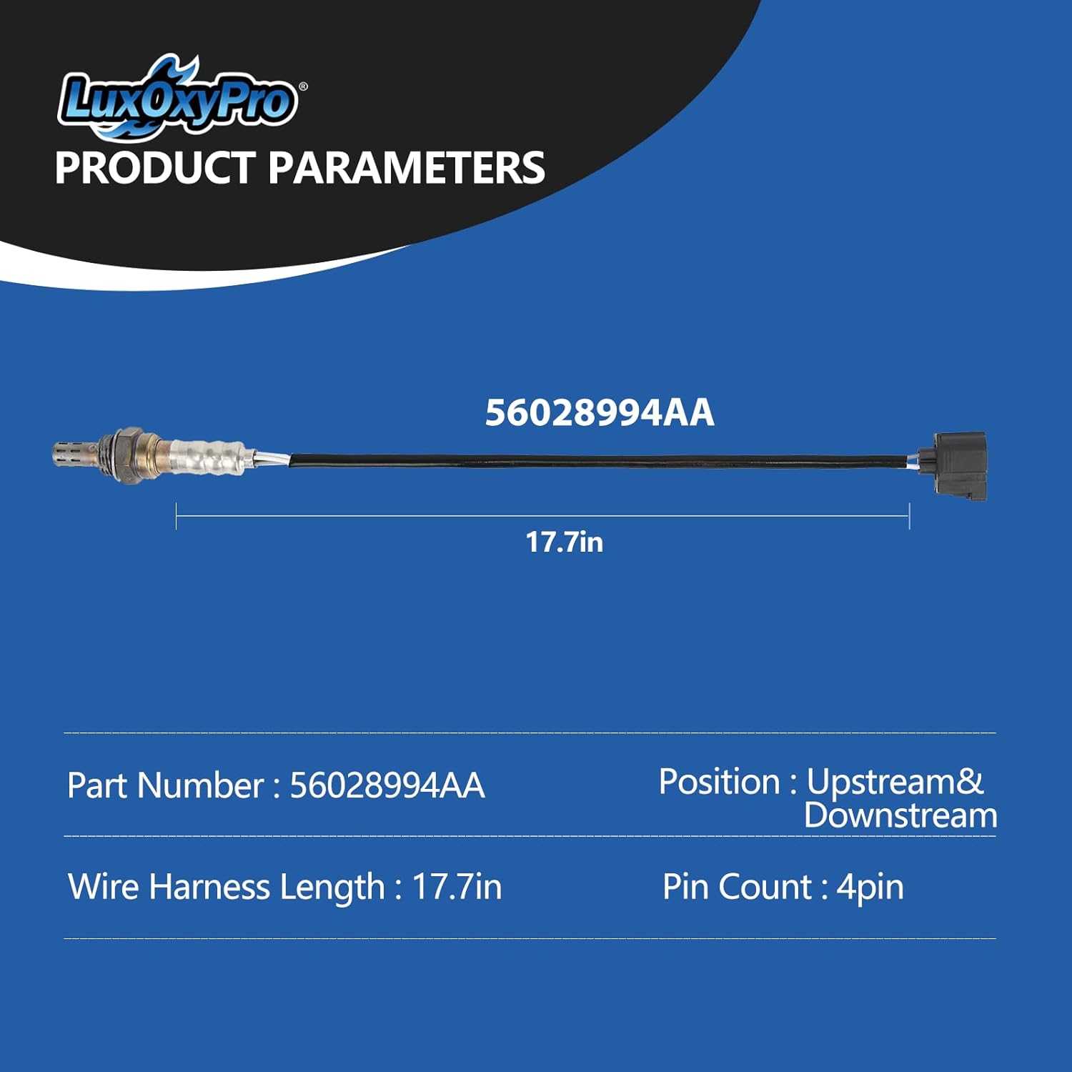 Oxygen O2 Sensor Upstream and Downstream for Dodge Avenger Caravan Charger Dakota Grand Caravan Nitro Stratus, for Jeep Cherokee Commander Grand Wrangler JK, for Chry 200, Replace 56028994AA 4Pcs