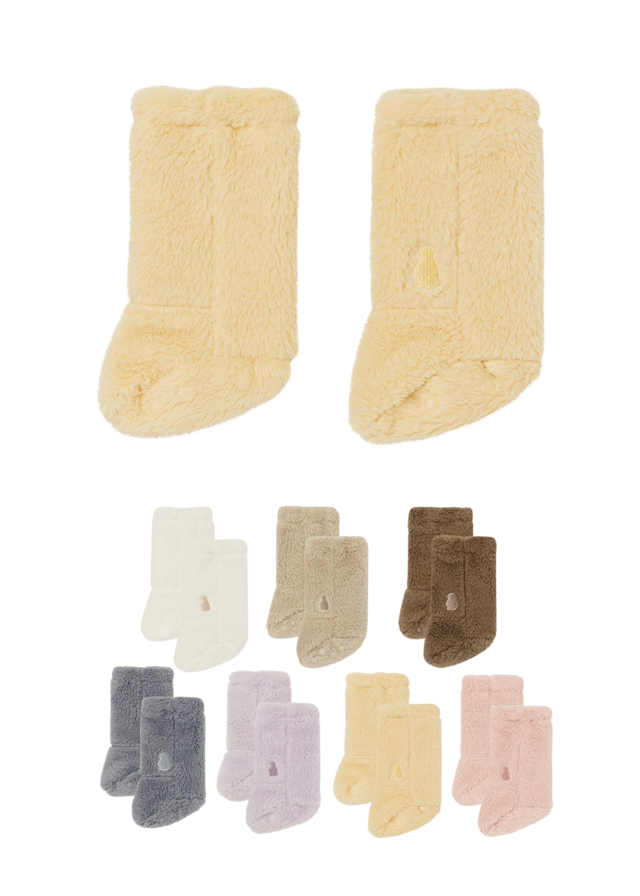 Konny Baby Fluffy Cozy Fleece Winter Booties for Infant, Newborn Babies - Butter Yellow 12M