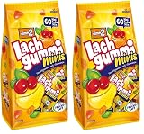 nimm2 Lachgummi Minis Beutel – 1 x 765 g (60 Mini Packs) – Fruchtgummi mit Fruchtsaft und Vitaminen – Einzeln verpacke Süßigkeiten-Tütchen (Packung mit 2)