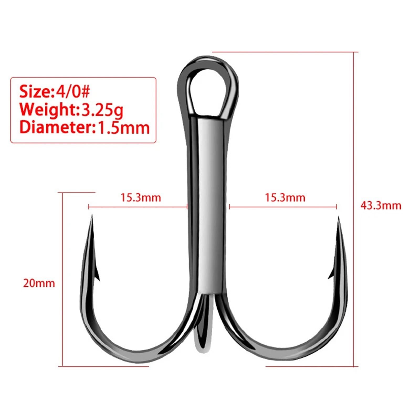 Angelhaken 50pcs/Box Treble Hooks Super Sharp Solid Size Triple Barbed Steel Fishing Lure Jigging Hook 3/0#-16#