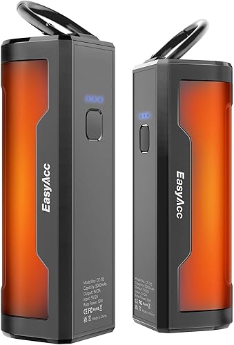 EasyAcc Hand Warmers Rechargeable 2 Pack, 10000mAh Magnetic Hand Warmers, 18Hrs Long Heating, with Camping Hook, Portable Power Bank, Pocket Size,