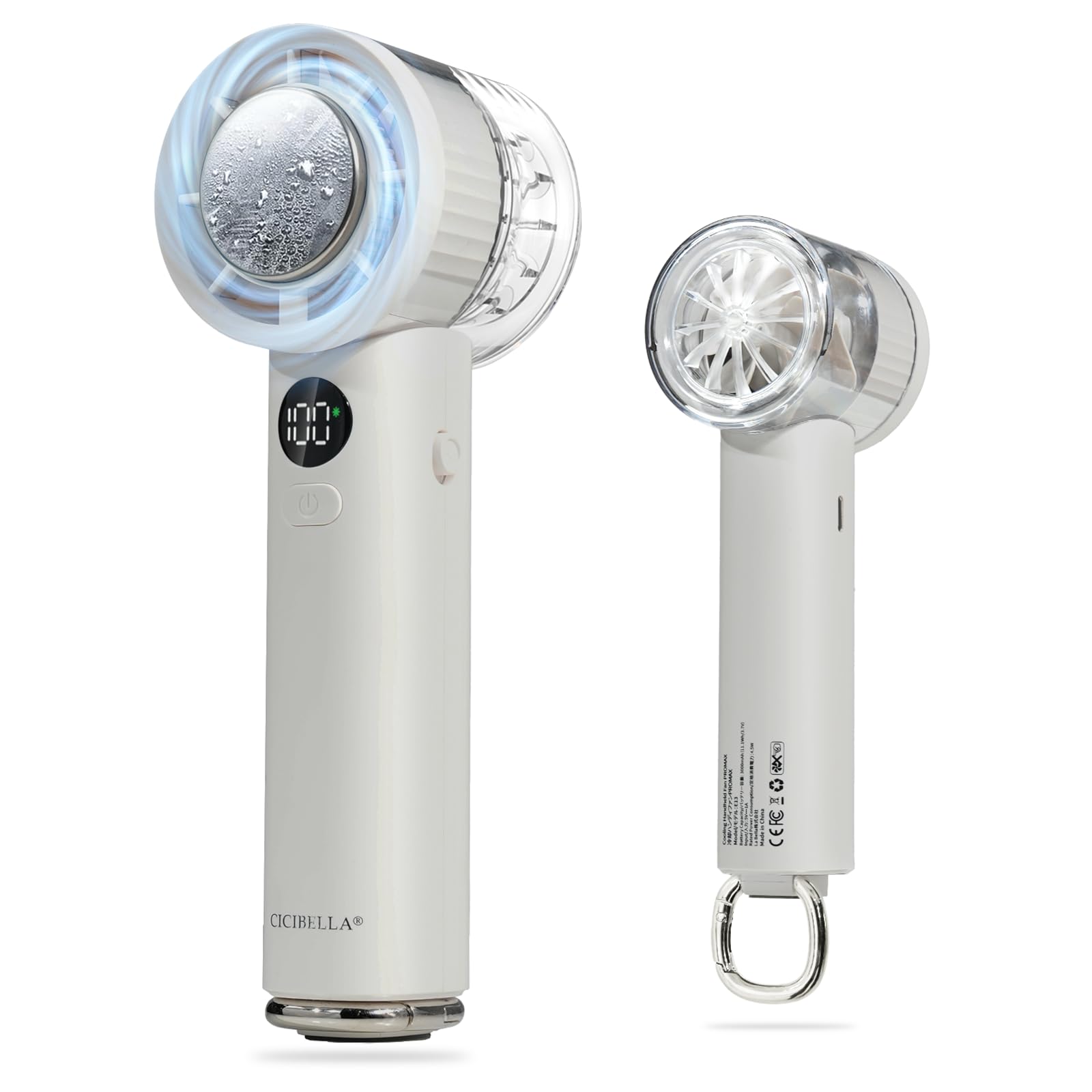 CICIBELLA Handheld Fan, Cooling Plate, Powerful, Ultra Fast Large Airflow, Instant Cooling Sensation, Lightweight, Portable Fan, Type-C Rechargeable, Cooler Function, LCD Screen, Remaining Display