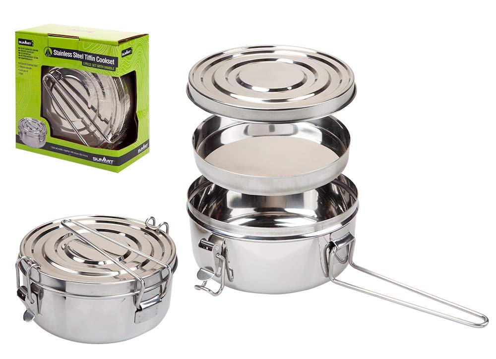 Stainless Steel Pot with Lid and Plate Ideal for Camping