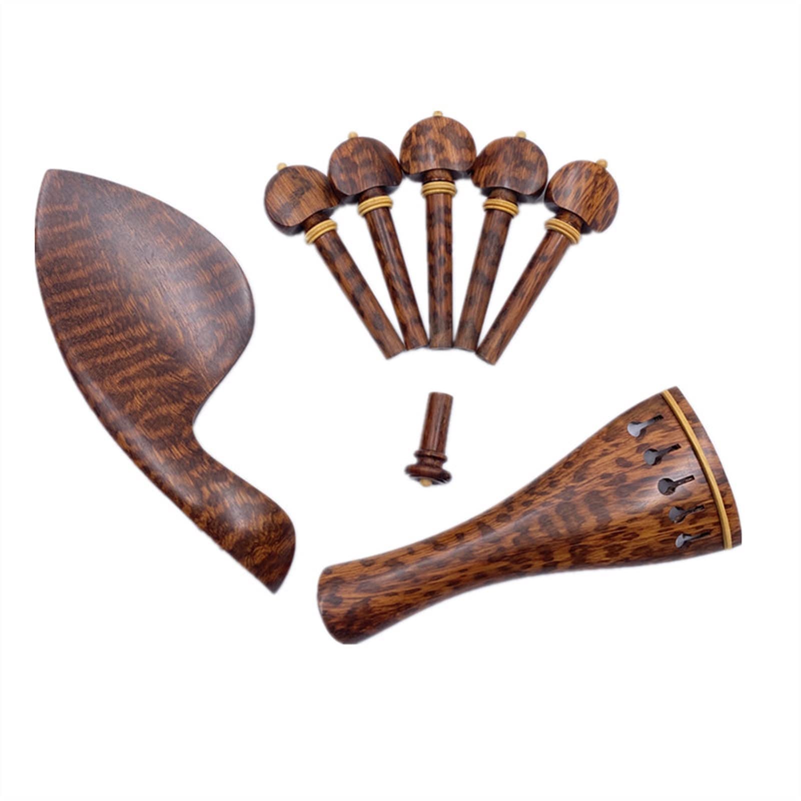 Partes violín Viola 5 Cuerdas Snakewood Letterwood Accesorios Piezas Tailpiece + Tuning Pegs + Endpins + Chin Rest