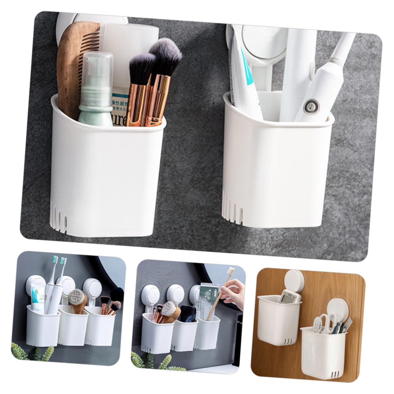 Mipcase 3 Pezzi Scatola di stoccaggio della ventosa parete porta spazzolino porta spazzolini da bagno scovolini dentali portaspazzolino da bagno supporto da parete per bagno addominali