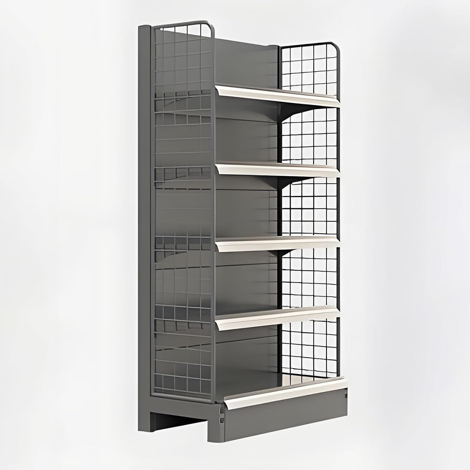 End Rack Supermarket Gondola Shelving Display, 5 Tier Adjustable Island Gondola Retail Shelving Display, Heavy Duty Storage Shelves, for Store Organization