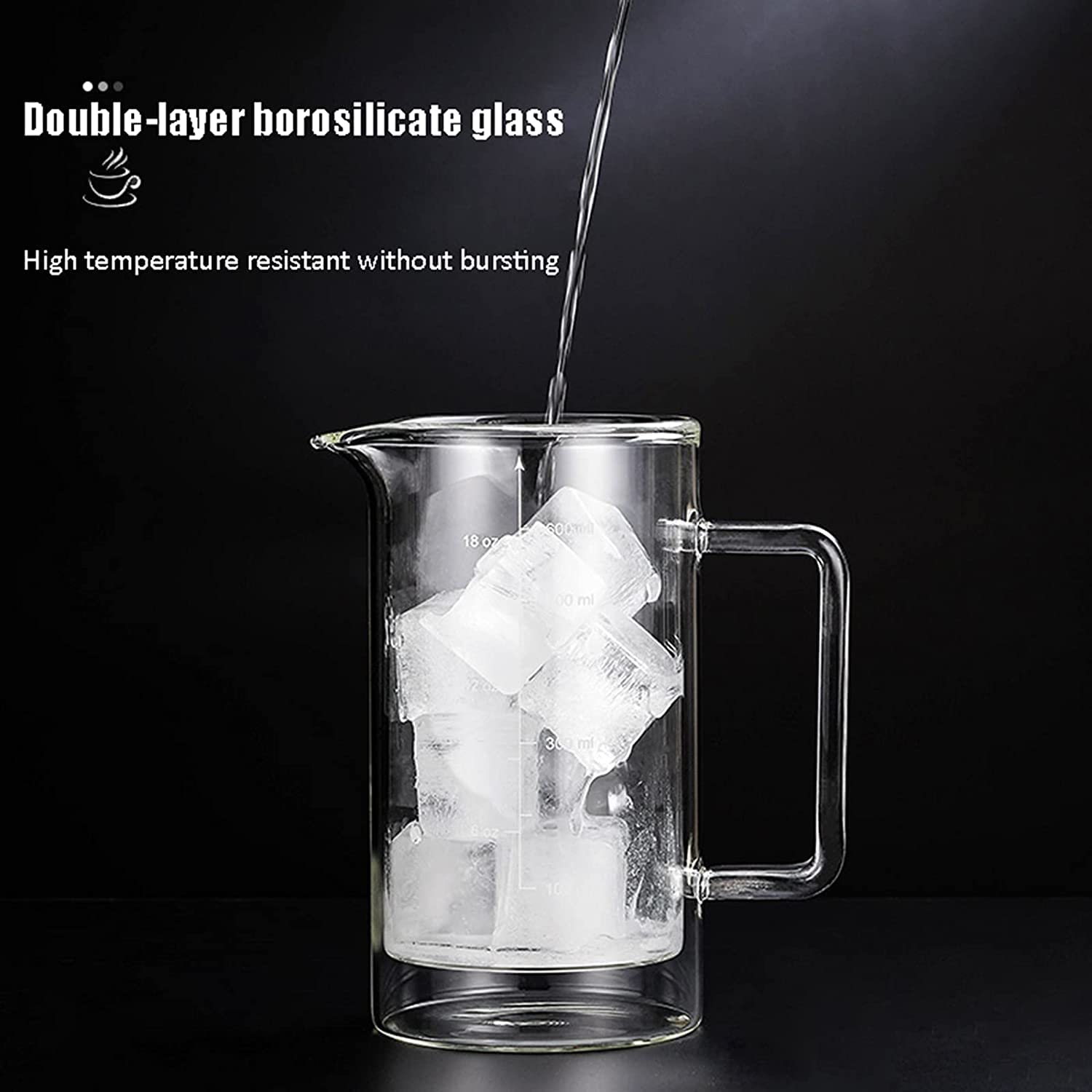 Genérico Cafetera De émbolo, De Filtración De Tres, Jarra De Vidrio para Café Frío, 600 Ml, Portátil Y Resistente Al Calor (600ml)