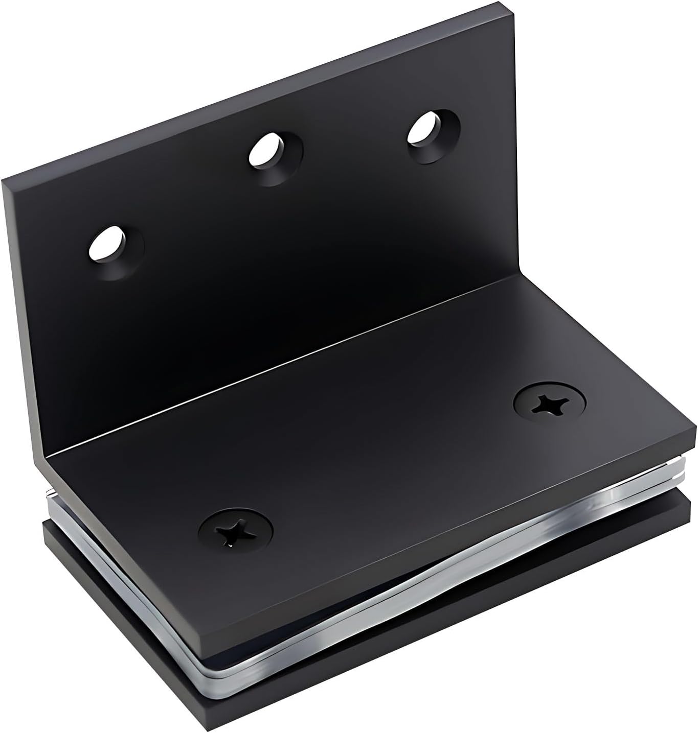 Glass Clamp, Heavy Duty Solid Brass Shower Clip for 5/16" to 1/2" (8-12mm) Glass, Wall or Floor Installation, Matte Black