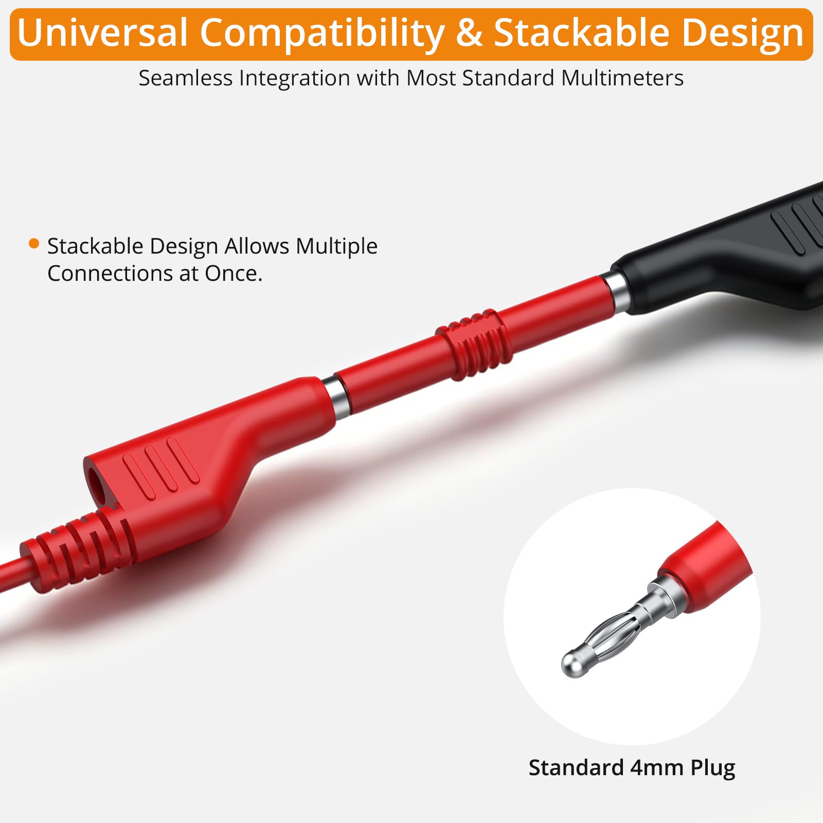 Neoteck 32 Pezzi Puntali Tester per Multimetro con spina Banana 4mm Impilabili Sonda Filettata e Pinze a Coccodrillo per Test Auto ed Elettronica