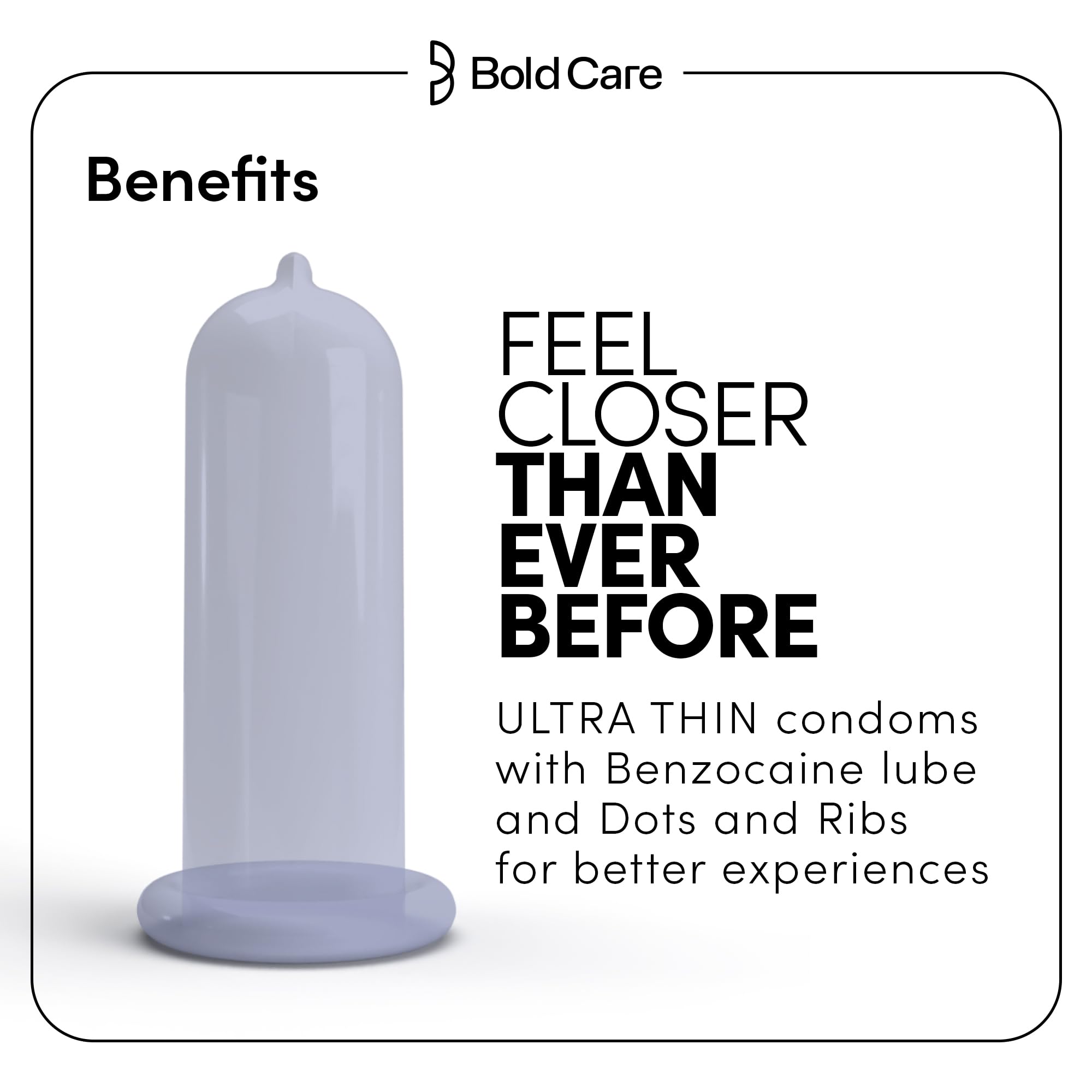 Bold Care Mutual Pleasure Dotted (576 Dots), Ribbed & D-LAY Condoms (Pack of 10) | Ultra thin with benzocaine & menthol lubrication | 60 Microns | Comes with Disposable pouch | Gold Standard Latex 1