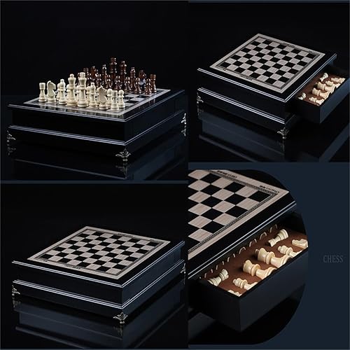 Miniatura 7 de Juego de ajedrez de madera de 15 pulgadas, tablero de tamaño grande, cajón de almacenamiento integrado, 2 reinas adicionales, piezas de ajedrez de