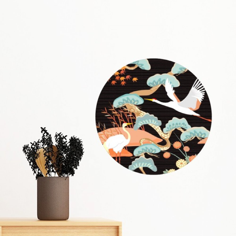 Art mural stickers DIY grues pivoines repositionnable et lavable de 35cm
