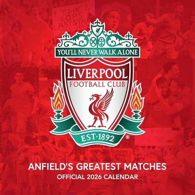 2026 CALENDAR LIVERPOOL FC LEGENDS MONTH TO VIEW SQUARE WALL CALENDAR OFFICIAL PRODUCT