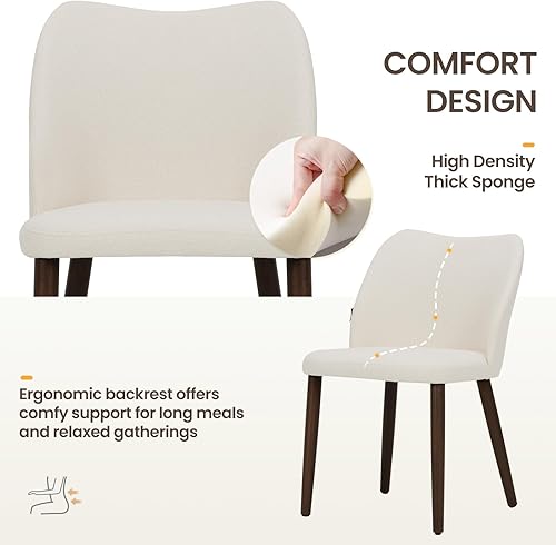 Miniatura 3 de Juego de 2 sillas de comedor de madera, sillas tapizadas para cocina, comedor, silla de comedor de tela moderna para restaurante y cafetería, color