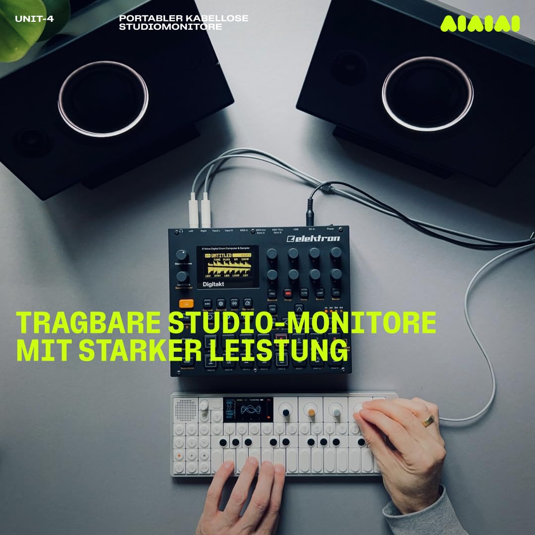 AIAIAI Unit-4 Wireless+ moniteurs de Studio Portables sans Fil, Audio sans Fil Non compressé à Ultra Faible Latence, Plus de 20 Heures d’autonomie (Paire)