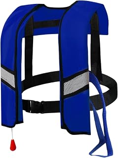 Baobiutin Jackets Salvavidas inflables para Adultos, niños, 150n Nylon Inflable Chaleco de Vida Inflable automático Ajustable con Tiras Reflectantes y Silbato Adicional, sin Cilindros de Gas