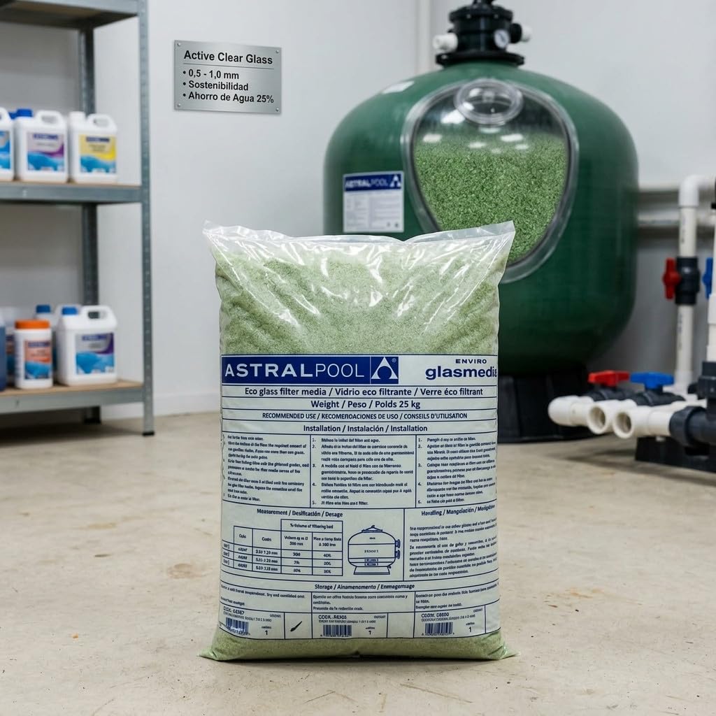 Suinga Lecho Filtrante Vidrio Eco 0,5-1,0 mm | Saco 25 kg | Filtración para Piscinas Depuradoras