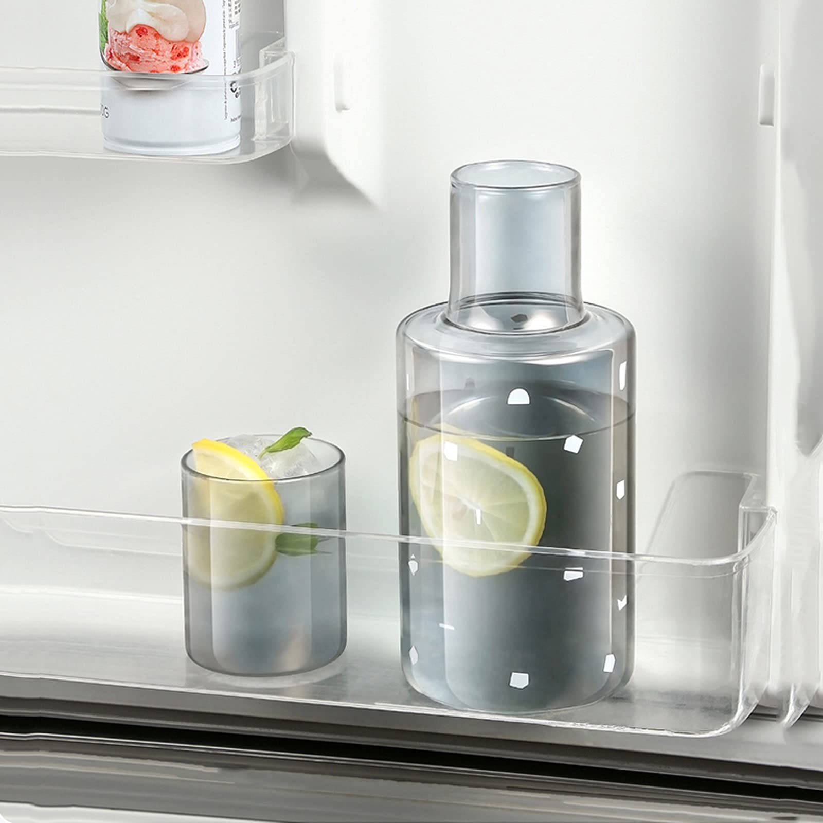 Jarra for crema, jarra for crema, jarras for té helado Jarra de vidrio de borosilicato de 33,8 onzas de alto contenido en agua con taza de agua Jarra de agua fría resistente a altas temperaturas Jarra
