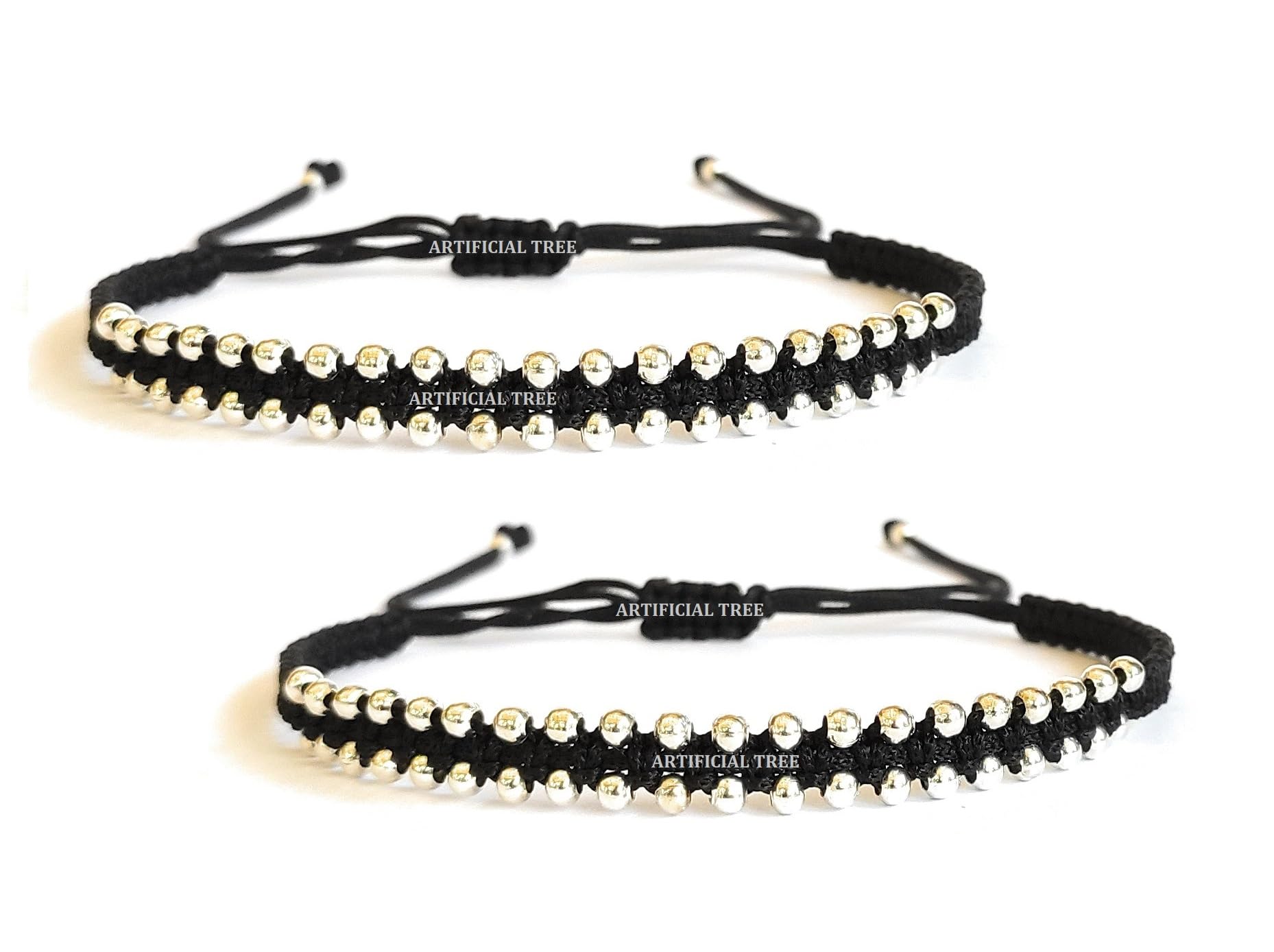 ARTIFICIAL TREE German Silver Charms Black Thread Adjustable Anklets for Women and Girls | Nazar Battu 2-Piece Set (AT ANK 070) (B0CHYXDX2F) Amazon Price History, Amazon Price Tracker