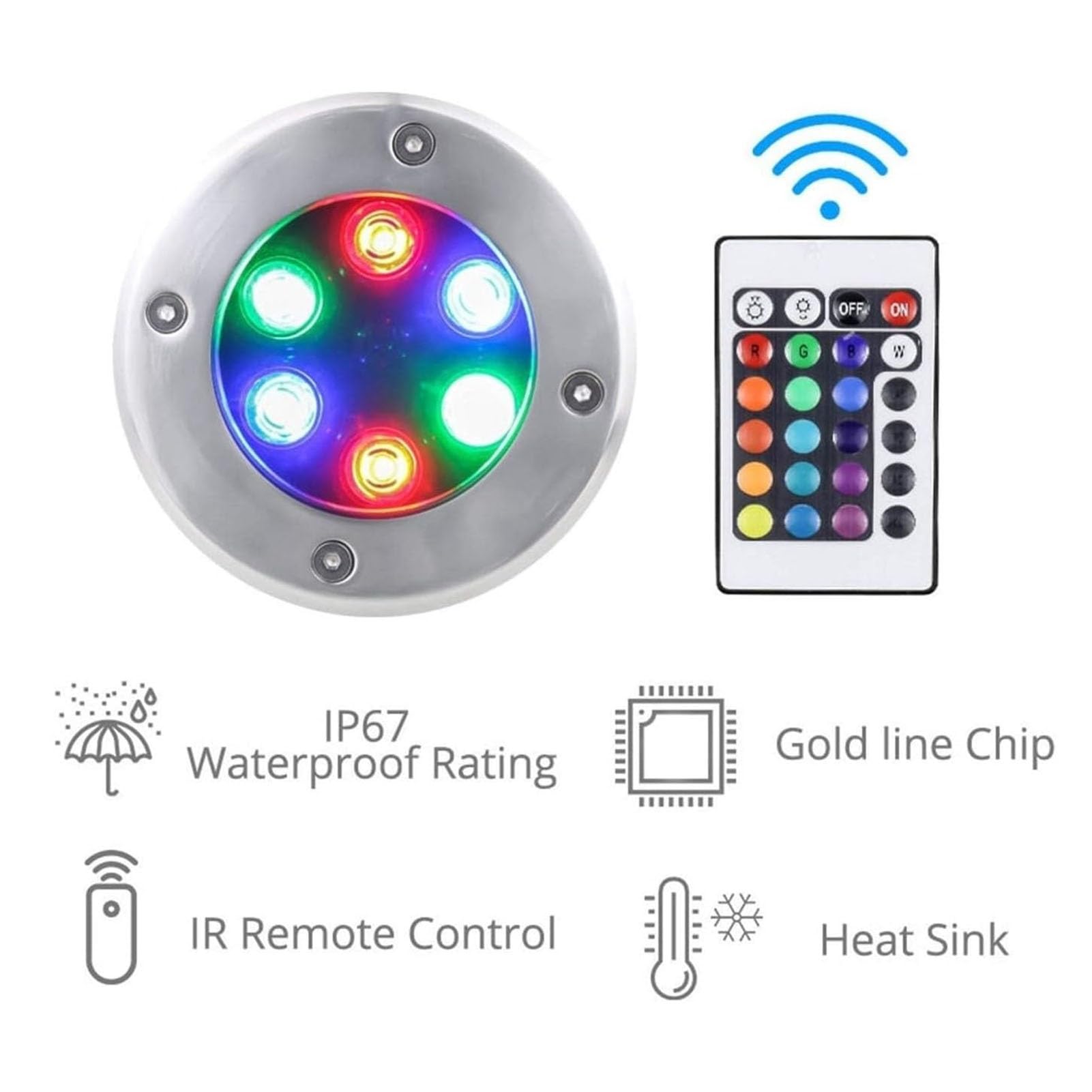 Luces De Paisaje Submarino - Foco LED Piscina, Foco Sumergible IP68, Foco Sumergible LED Con Cambio De Color RGB, Para Jardín, Focos De Piscina, Con Mando A Distancia ( Color : 12V , Size : 24w )