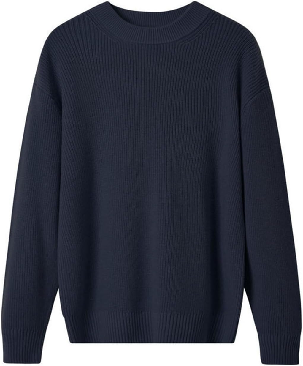[Piface] 30％ウール ニット セーター メンズ シンプル 無地 秋冬 長袖 防寒 暖かい カットソー ラウンドネック かっ