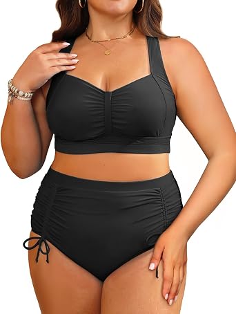 Daci Women Plus Size High Waisted Bikini Set - Two Piece Swimsuits Tummy Control Bathing Suit Ruched Bottom 2025