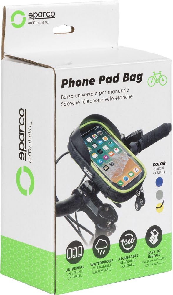 Sparco Custodia Borsa Gialla Porta Cellulare Per Bici In Microfibra Impermeabile Con Touchscreen E Cerniera Doppia