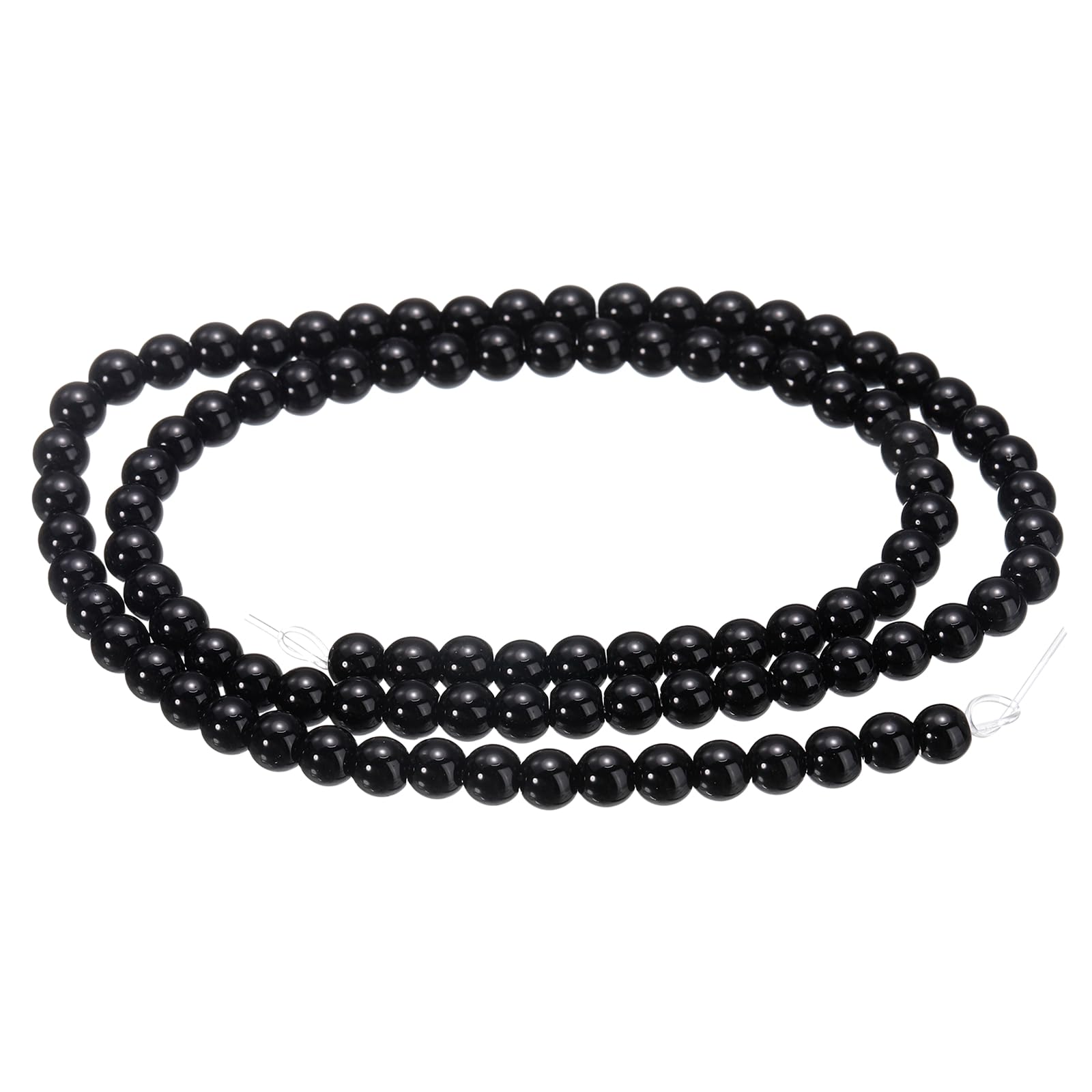 sourcing map 98pcs Solid Black Cat's Eye Stone Beads 4mm Round Smooth Gemstone Crystal Loose Bead for Jewelry Making Bracelets Necklace Earrings DIY