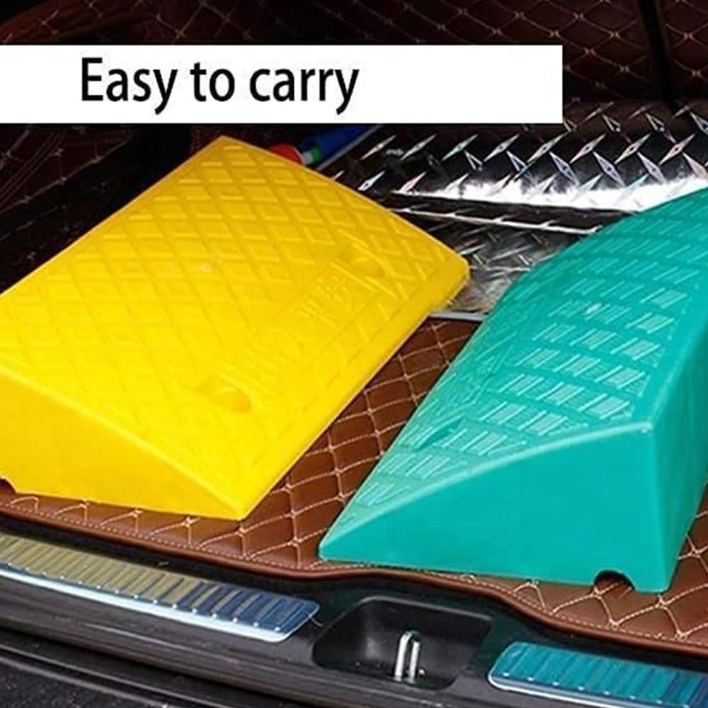 Rampe en Caoutchouc pour Fauteuil Roulant，Rampe De Seuil Légère 7-13cm Haut Rampe De Trottoir, Rampe De Bordure pour Moto Chargement(Yellow,49x27x13cm)