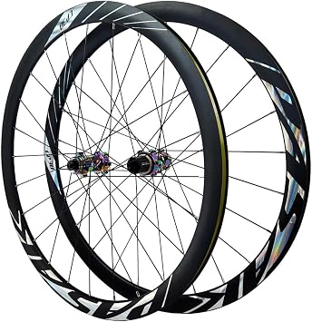 700C Road Bike Wheelset Aluminum Alloy Rims Front Rear Wheels Quick Release Center Lock Disc Brake 24H Hubs for 7/8/9/10/11/12 Speed Cassette