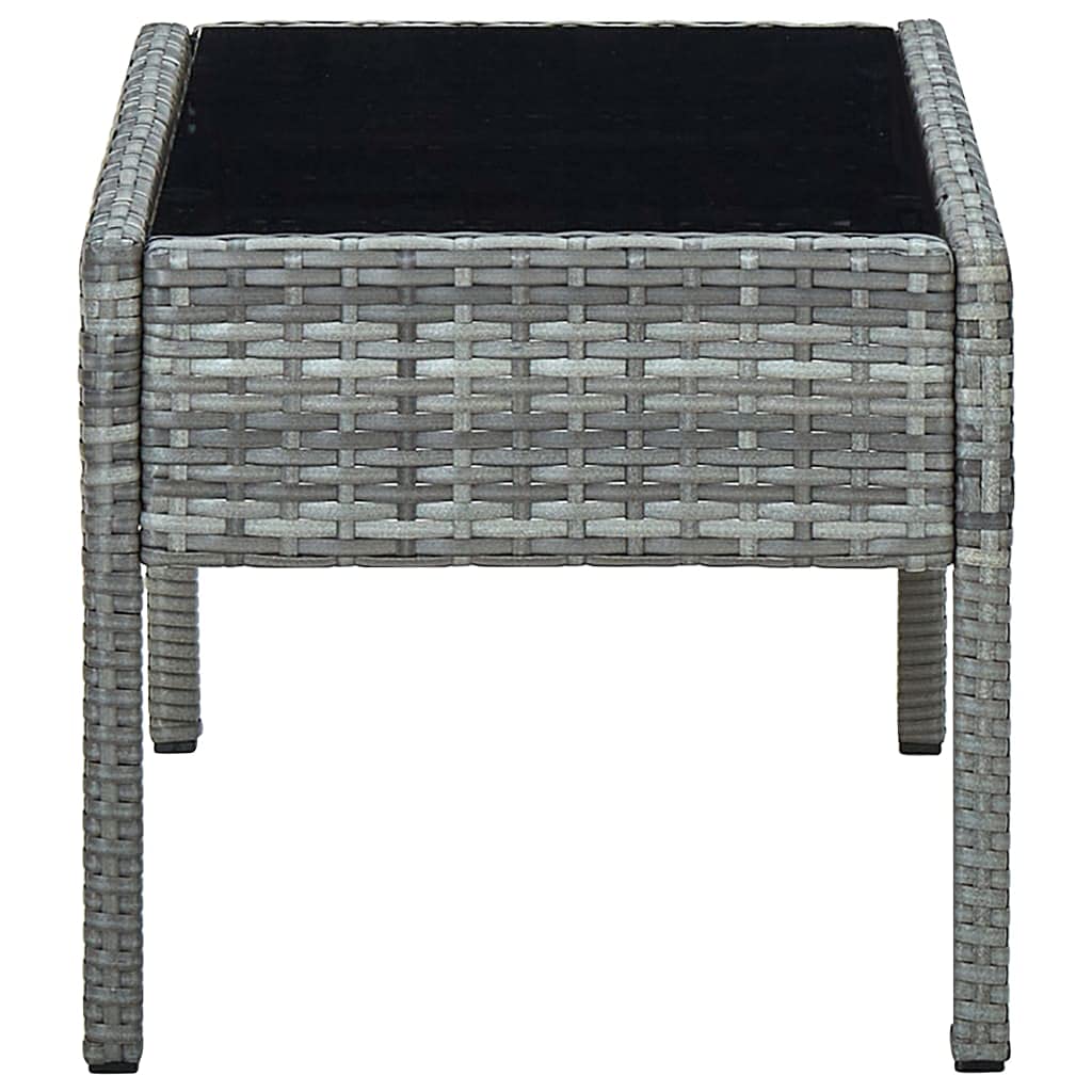 vidaXL Table de Jardin Table Basse de Patio Table d'Appoint de Terrasse Table d'Extérieur Meuble de Jardin Gris 75x40x37 cm Résine Tressée