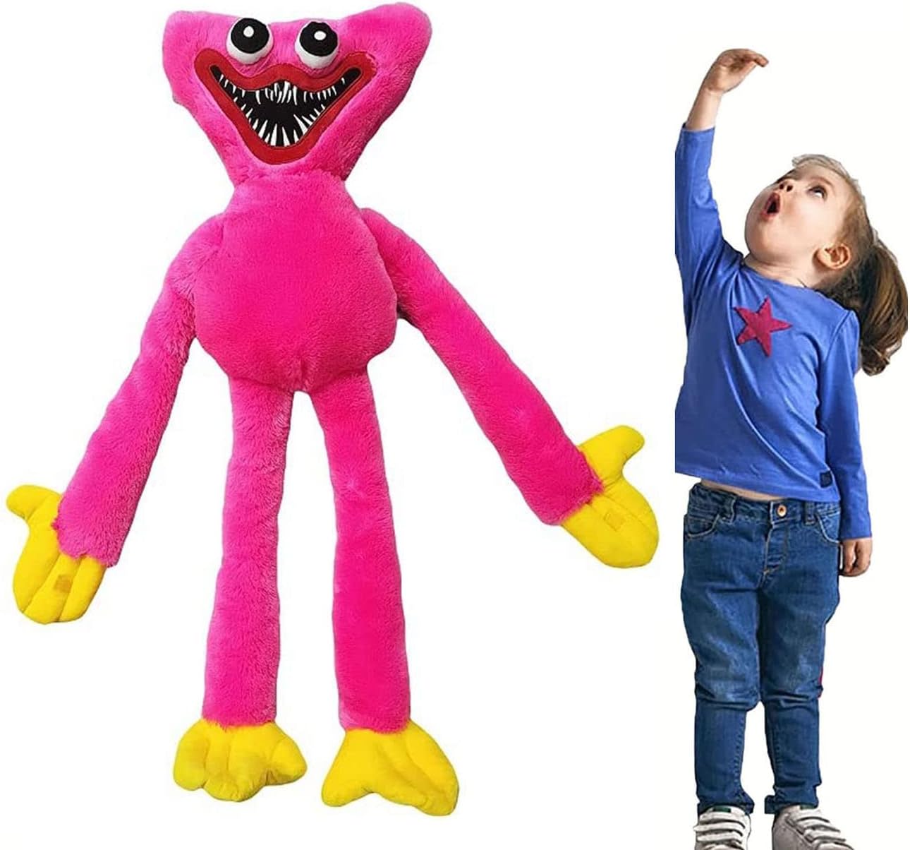 UGIF Big Huggy Wuggy Plush, 80cm /100cm, Giant Poppy Playtime Plush, Soft Huggy Wuggy Plush Pillow, Home Decorative Stuffed Animal Plush toy Plush Toys Gifts for Kids, Pink