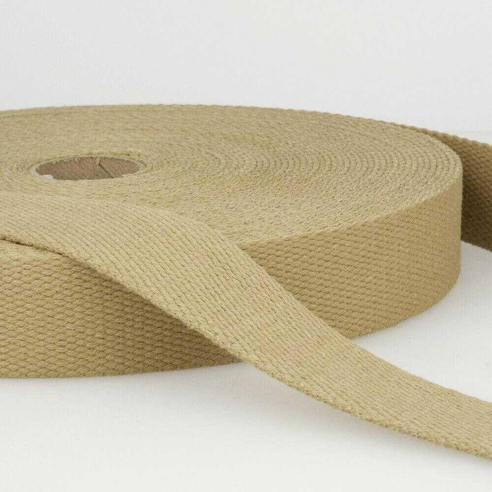 25mm Cotton Webbing 2mm Strap 231D, 041 Light Beige Camel, 2 Metres โ image 1