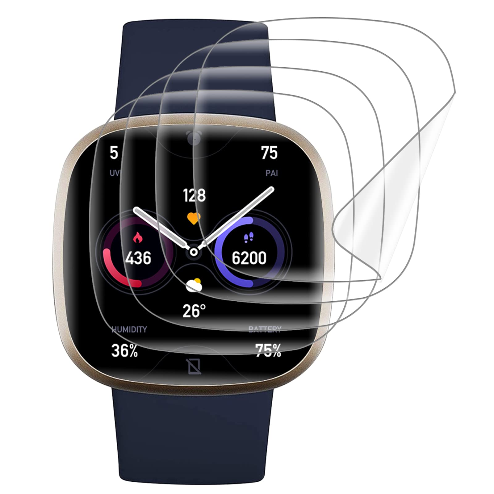ZCIBN – 4 Pellicole In Vetro Temperato 9H Per Fitbit Versa 2 – Antigraffio, Senza Bolle, Alta Definizione - copertina