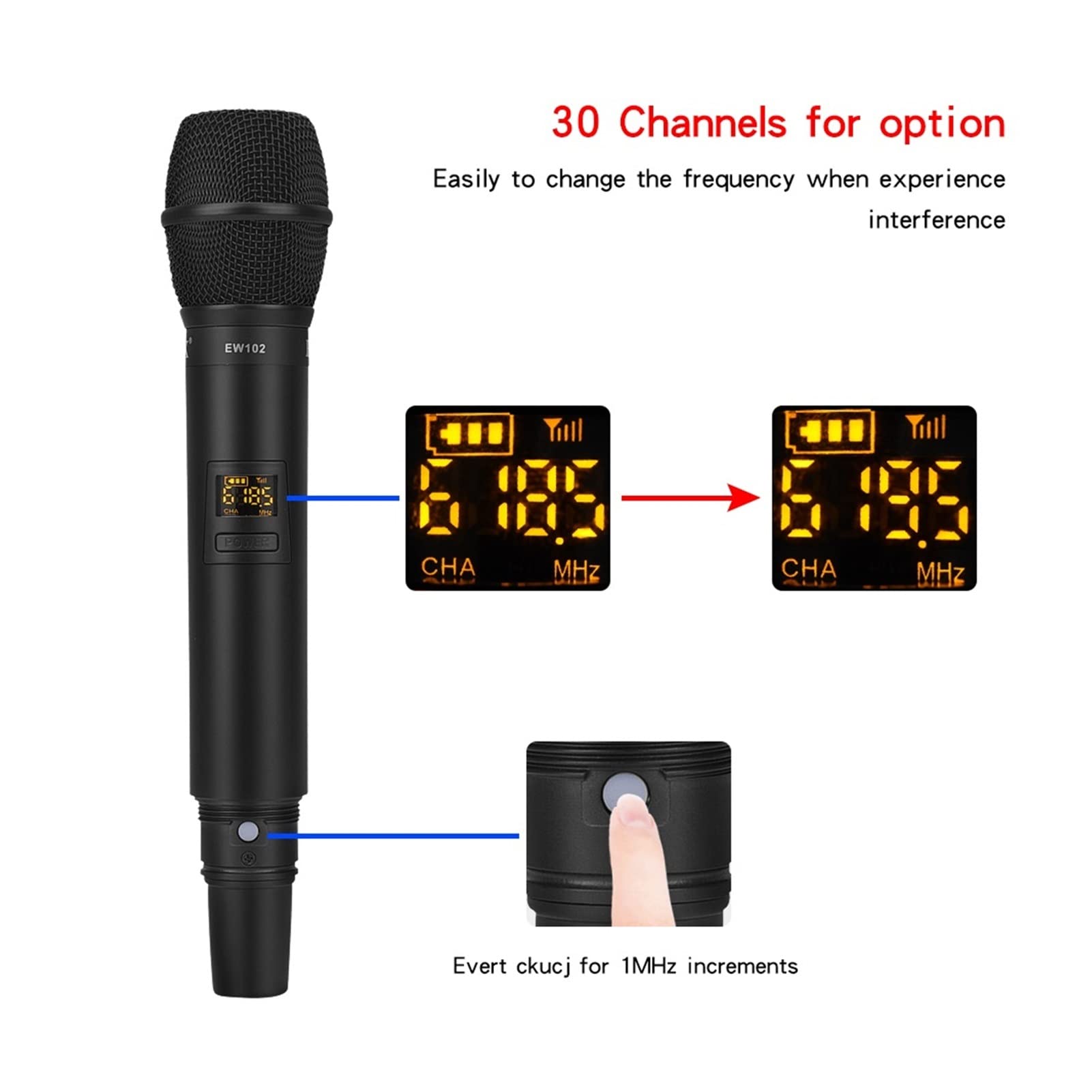 Attrezzatura per DJ per Feste di Microfono Wireless Dual Dual Handhell ​​Mic con Ricevitore Ricaricabile Portatile for Il discorso della Chiesa di Karaoke