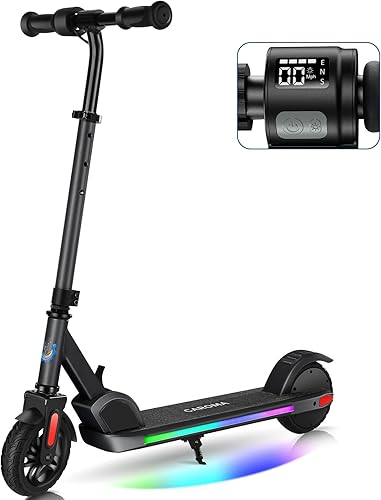 Caroma Scooter eléctrico E32E35 para niños de 6 a 14 años, 10 millas por hora y 7 millas, altura y velocidad ajustables, scooter eléctrico plegable