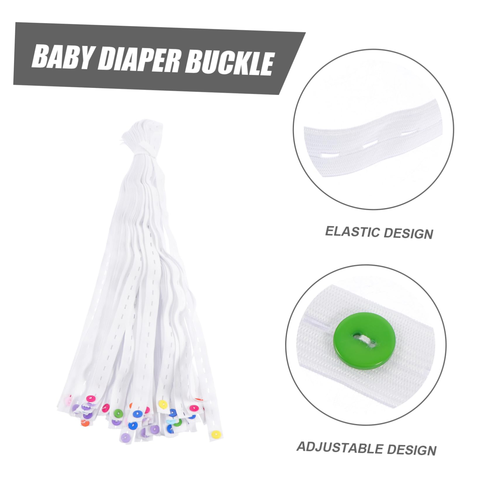 VICASKY Diaper Buckle Set 50pcs Baby Nappy Belts for Toddlers Washable Reusable Diaper Fastening Buckles