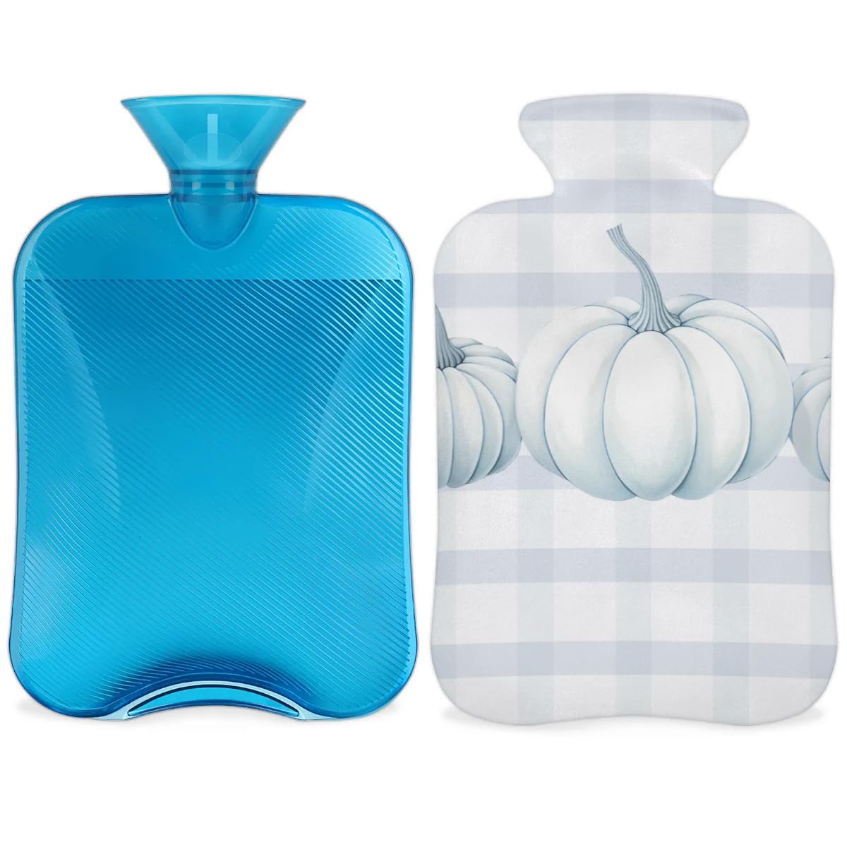 Hot Water Bottle with Soft Cover,2L Happy Thanksgiving Hot Water Bag for Hot and Cold Compress, Hand Feet Warmer, Mystical Pumpkin Rubber Hot or Cold Water Bottle Halloween Christmas Decorations